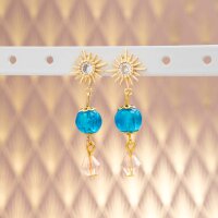 handgemachte Lampworkperlen in Blau mit Silberfolie 8 mm...