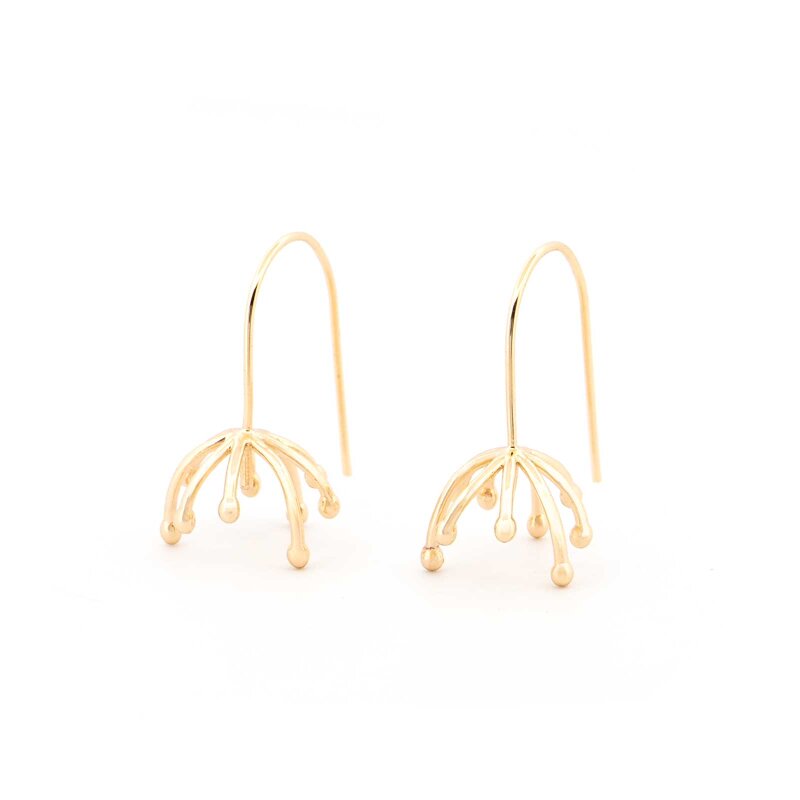 Ohrhaken Blüte Messing 18K vergoldet für 10mm Perlen 28mm 2 Stück