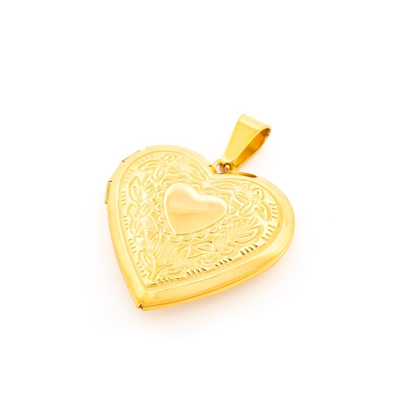 Herz-Medaillon aus 316 Edelstahl mit 18K Goldbeschichtung – 30 x 28,5 mm