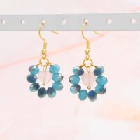 Glasschliffperlen 6 mm in Jeansblau mit Holoeffekt 1 Strang