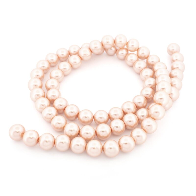 Glaswachsperlen in Beige 12 mm 1 Strang