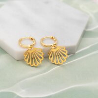 Anhänger als Muschel aus Edelstahl 16 mm mit 18K...