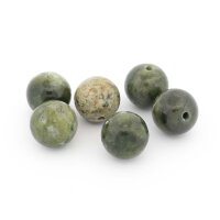 Perlen aus Jade in Olivgrün 12 mm 6 Stück