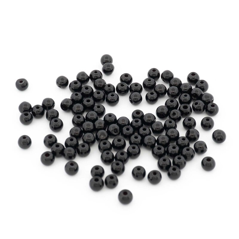 Glasperlen in Schwarz 4,5 x 3,5 mm 100 Stück