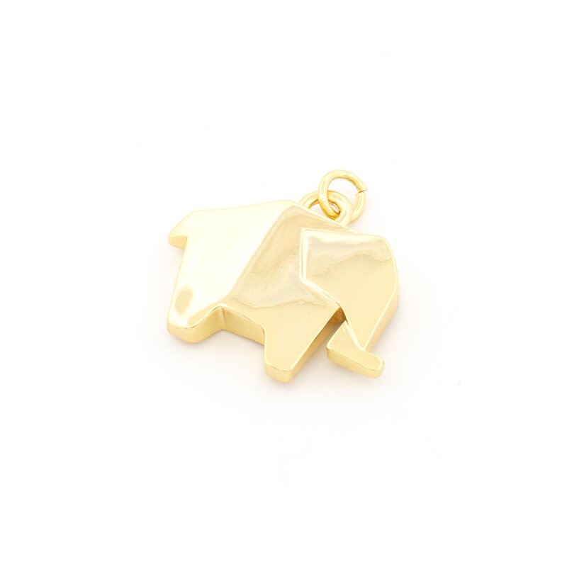 Anhänger Elefant im Origami-Stil aus Messing mit 18K Goldbeschichtung