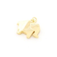 Anhänger Elefant im Origami-Stil aus Messing mit 18K...