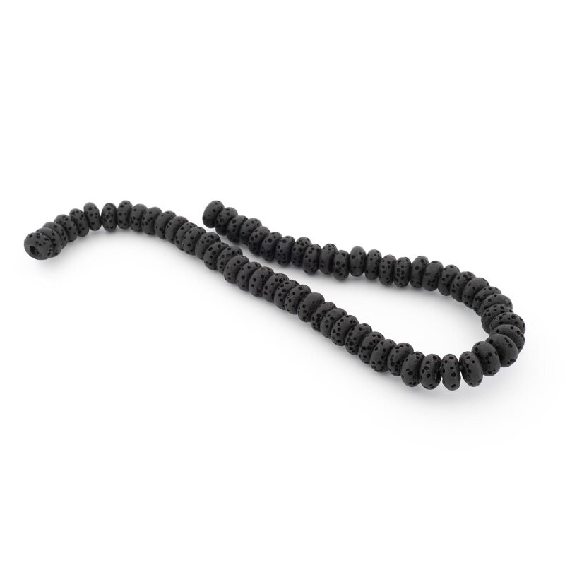 Lavasteinperlen als Rondell in Schwarz 6 x 3 mm 1 Strang