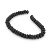 Lavasteinperlen als Rondell in Schwarz 8 x 4,5 mm 1 Strang