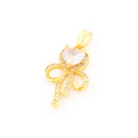 Schleifen-Anhänger mit Herz aus Zirkonia - 18k...
