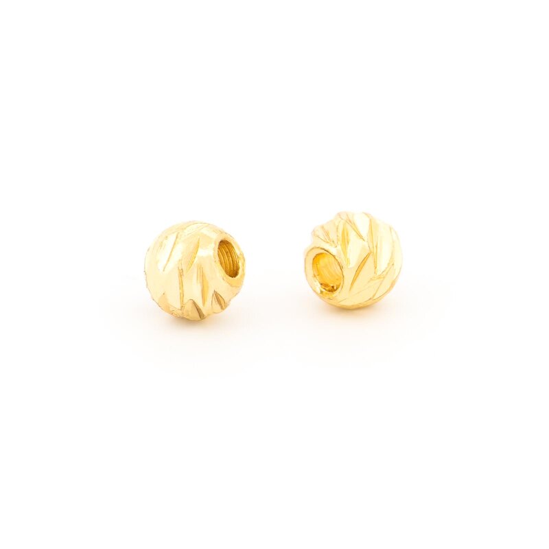 Geriffelte Zwischenperle 4 mm aus Messing mit 18K Goldbeschichtung 4 Stück