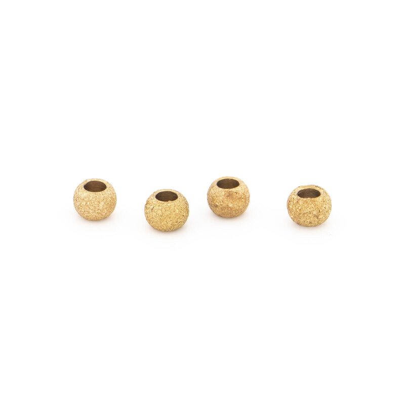 texturierte Zwischenperle aus 304 Edelstahl 3 mm - ionenbeschichtet in Goldfarben 4 Stück