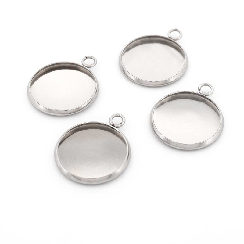 runde Fassungen aus 304 Edelstahl in Platinfarben 16 mm 4 Stück