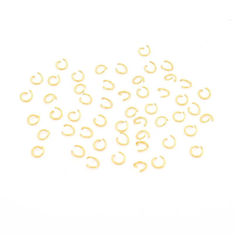 offene Biegeringe 3 mm aus 304 Edelstahl in Goldfarben 50 Stück