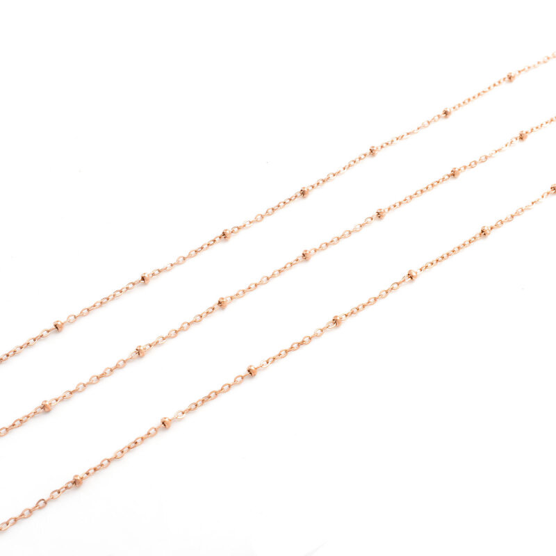 Gliederkette mit kleinen Kugeln aus 304 Edelstahl in Roségold ionenplattiert 1 m
