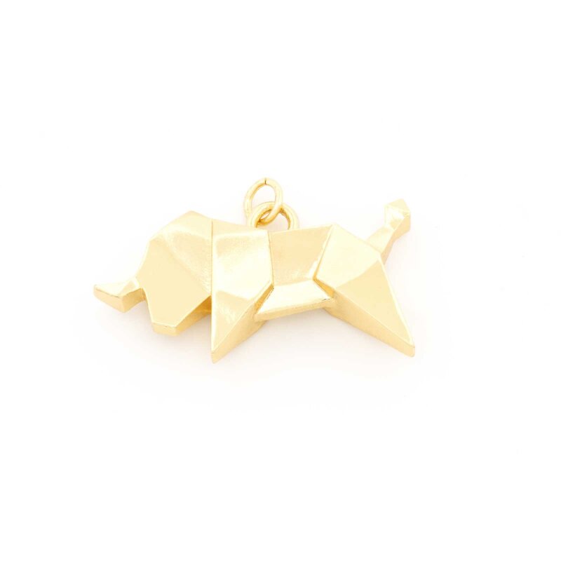 Anhänger Stier im Origami-Stil mit langanhaltender 18K Goldbeschichtung