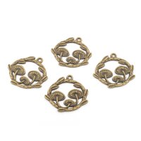 Anhänger Pilzkranz 25 mm in antik Bronzefarben 4...