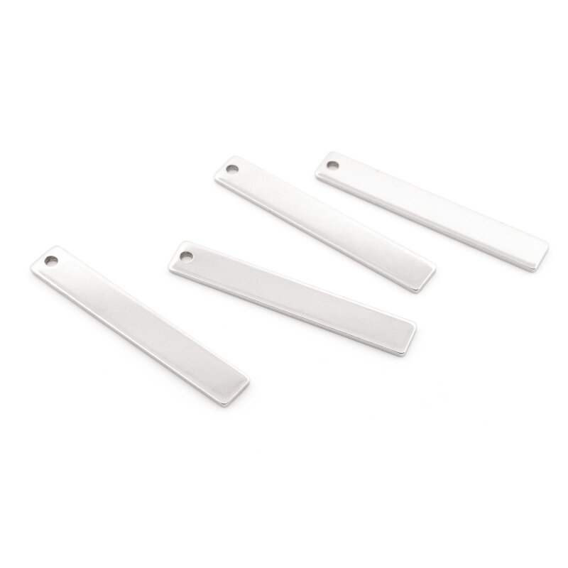 Rechteckiger Anhänger 32 x 5 mm aus 201 Edelstahl 4 Stück