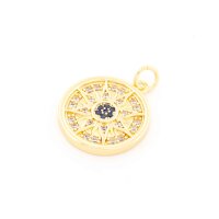 Anhänger mit Sonnensymbol aus Messing 16 mm mit 18K...