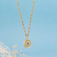 Anhänger mit Sonnensymbol aus Messing 16 mm mit 18K...