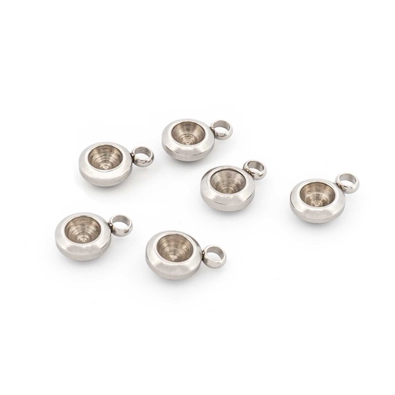 Fassung für 3,8 - 4 mm Strasssteine aus 202 Edelstahl in Platinfarben 6 Stück