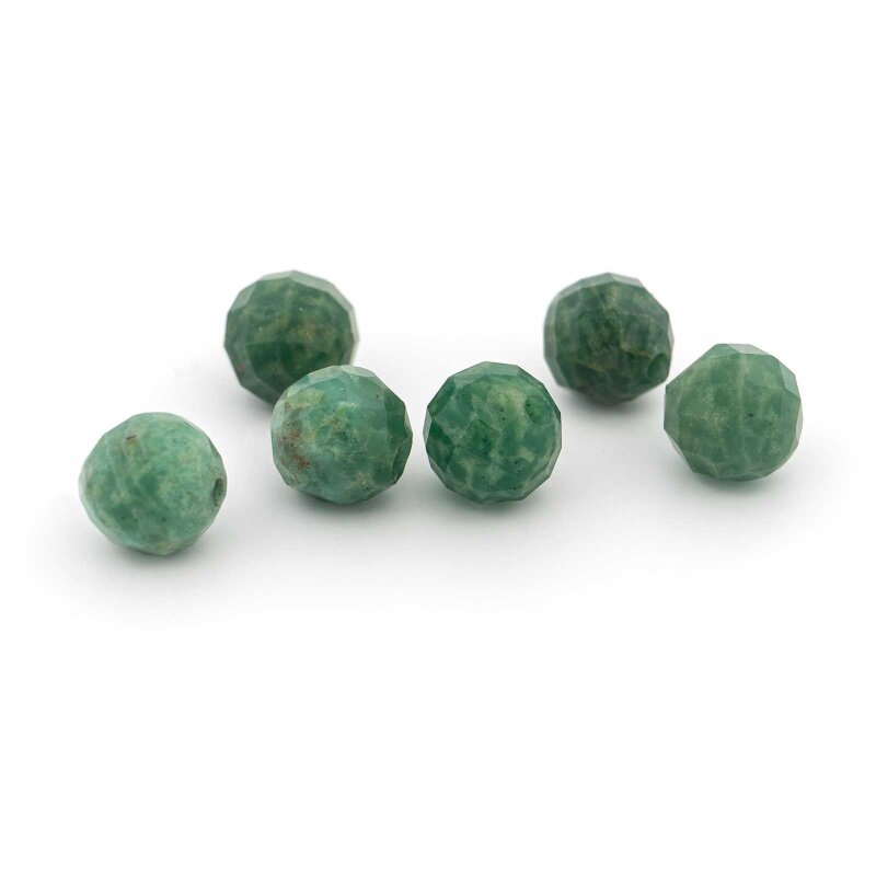 Facettierte Perlen aus Smaragdquarz – 6 mm 6 Stück von Vintageparts, echter Edelstein