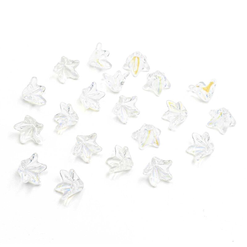 Blütenförmige Glasperlen 8 mm transparent mit Holo-Effekt 20 Stück