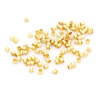Quetschperlen aus Messing in Goldfarben beschichtet 2 x 2...