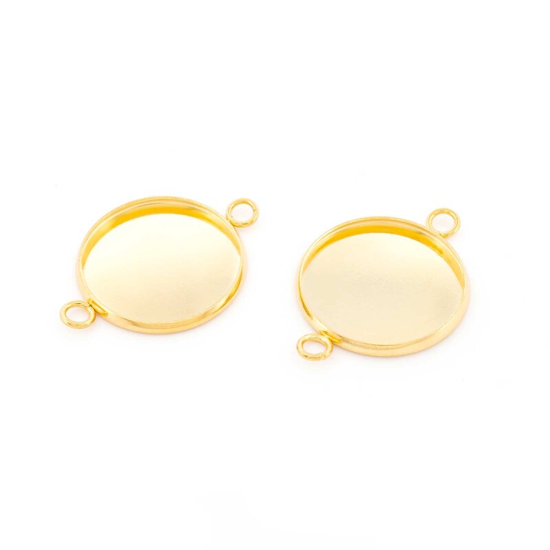Verbinder mit Fassung für 18 mm Cabochons aus Edelstahl 18k Goldbeschichtung 2 Stück