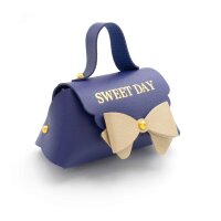 Geschenkverpackung als Tasche aus Kunstleder in Blau 5 x...