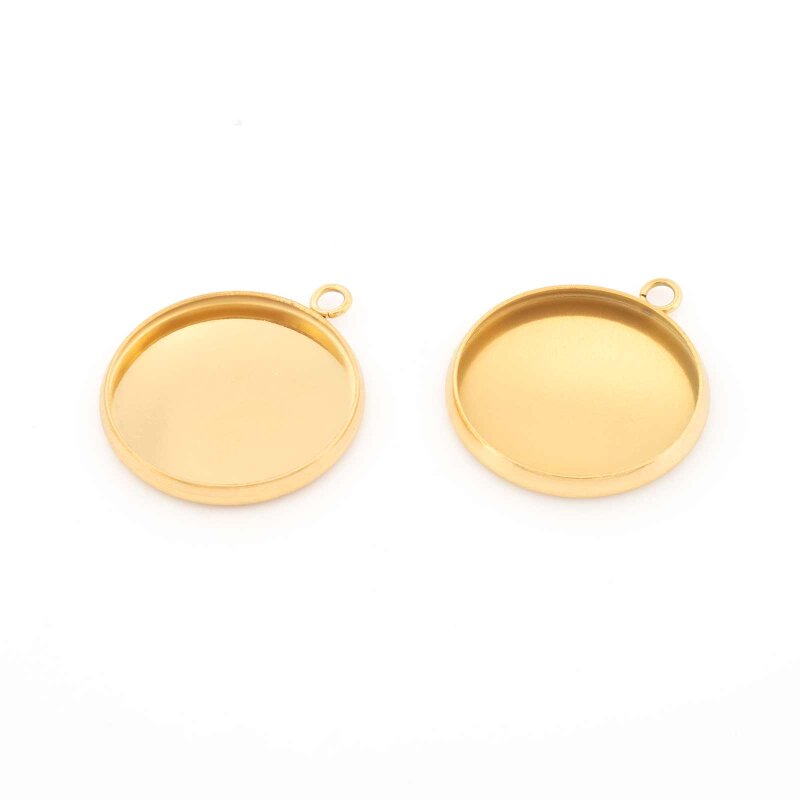 Fassungen aus 304 Edelstahl für 16 mm Cabochons - goldfarben Ionenplattiert 2 Stück
