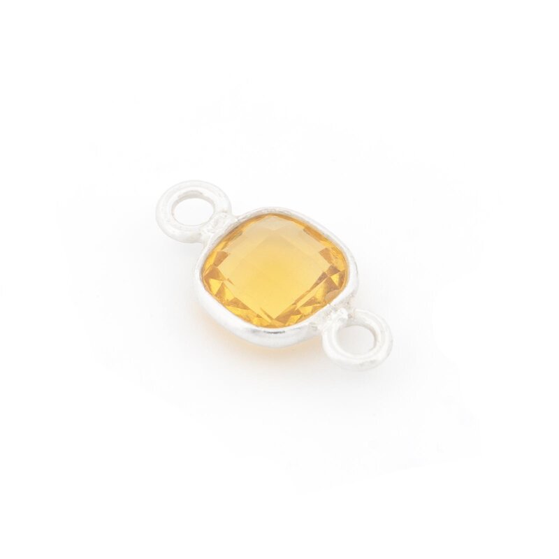 Verbinder aus 925 Silber -13 x 7 mm mit gerahmten Citrin