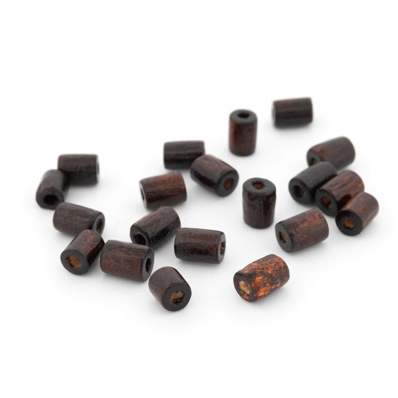 längliche Holzperlen in Dunkelbraun 6x4 mm 100 Stück
