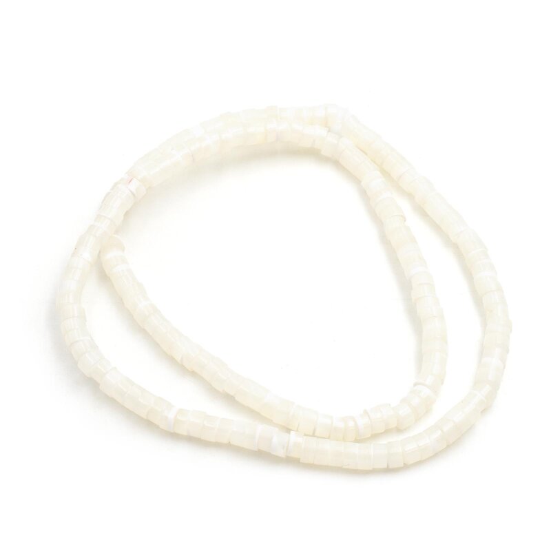 Heishi Perlen aus Muscheln in Weiß 4x2 mm 1 Strang ca. 40 cm