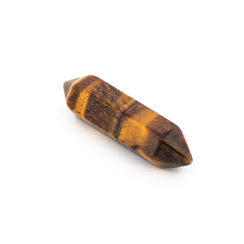 Doppelendiger Tigerauge-Kristall in Bernsteinfarben 30 x 8 mm