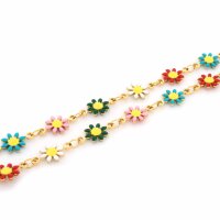 emaillierte Blumenkette aus 304 Edelstahl in Goldfarben...
