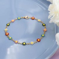 emaillierte Blumenkette aus 304 Edelstahl in Goldfarben...