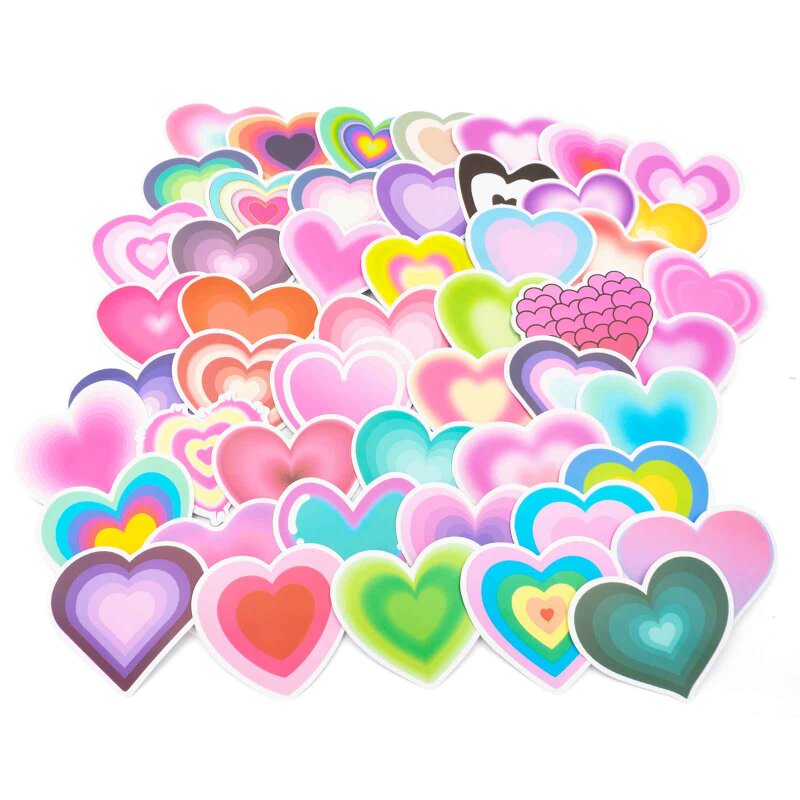 Sticker mit 50 psychedelischen Herzen