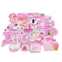 Stickerset mit 50 rosafarbenen Motiven
