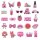 Stickerset mit 50 rosafarbenen Motiven