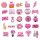 Stickerset mit 50 rosafarbenen Motiven