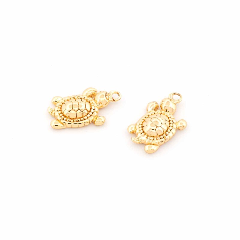 Schildkrötenanhänger aus Messing mit 18 k Goldbeschichtung 14,5 x 9 mm 2 Stück