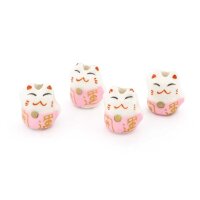 Winkekatze-Perle aus Porzellan in Weiß 12 x 15 mm 4...