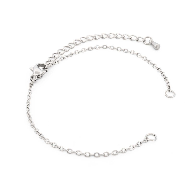 Gliederarmband mit Verlängerungskette & Karabinerverschluss aus 304 Edelstahl