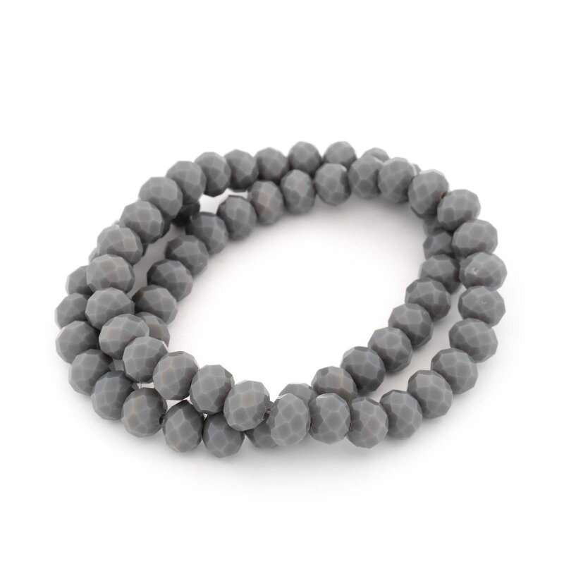 Glasschliffperlen in Grau 8 mm 1 Strang