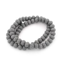 Glasschliffperlen in Grau 8 mm 1 Strang