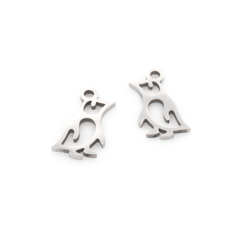 Pinguin Anhänger Edelstahl 201 platinfarben 19 mm 2 Stück