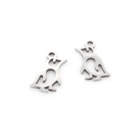 Pinguin Anhänger Edelstahl 201 platinfarben 19 mm 2...