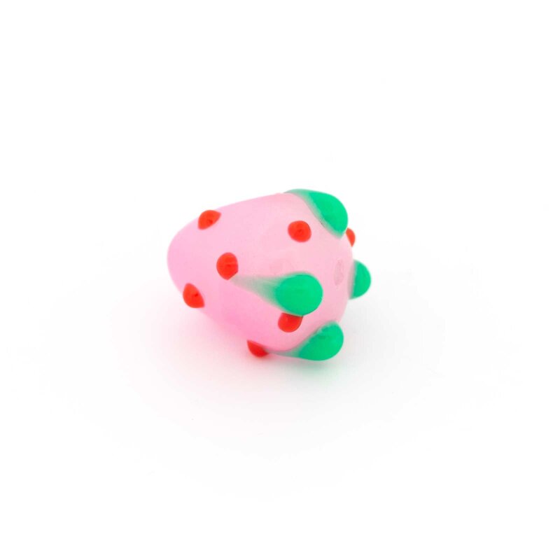 Emaillierte Lampworkperle Erdbeere in Rosa 1 Stück
