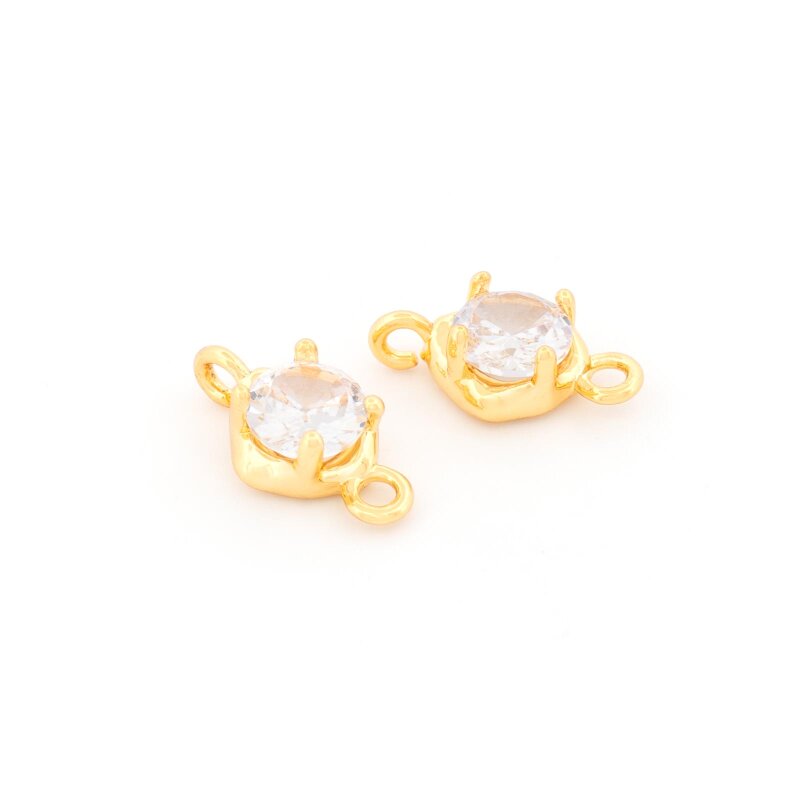 Messingverbinder mit Zirkonia und 18k Beschichtung 14 mm 2 Stück