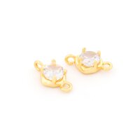 Messingverbinder mit Zirkonia und 18k Beschichtung 14 mm...